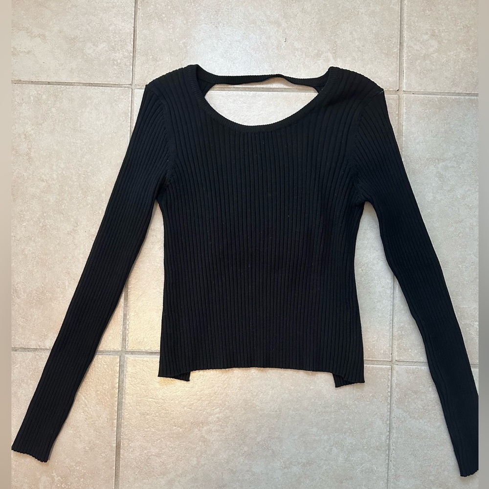 Zara Black cropped backless knit top